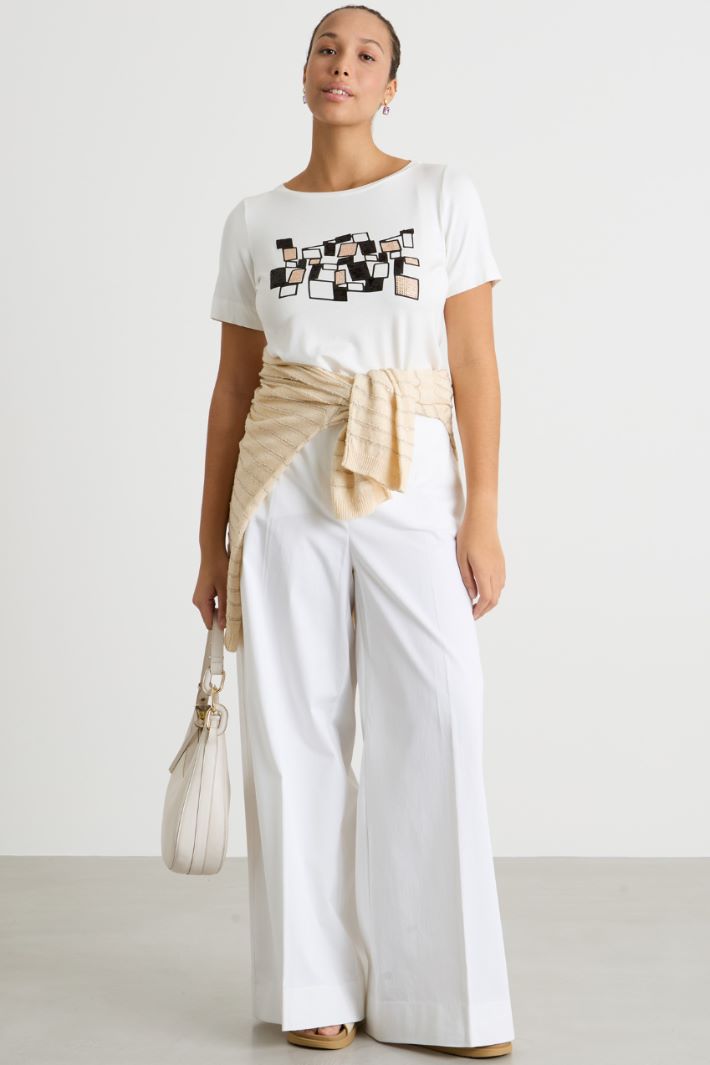 Embroidered jersey T-shirt Intrend