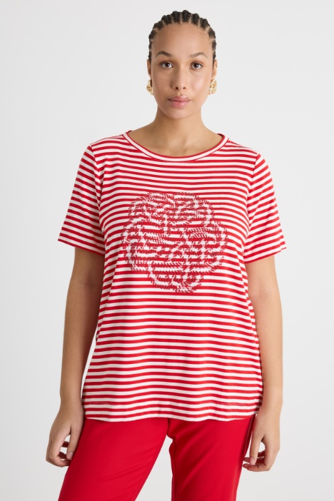 Embroidered jersey T-shirt Intrend