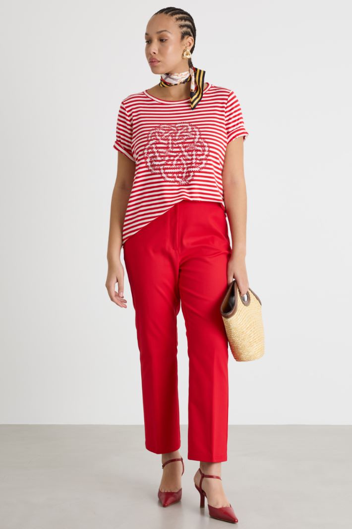 Embroidered jersey T-shirt Intrend