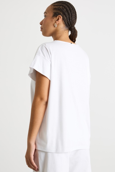 T-shirt in jersey con scollo a V