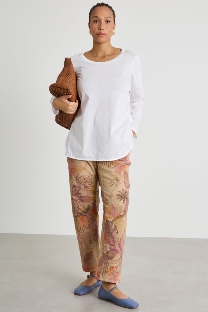 Asymmetric hem jersey T-shirt Intrend