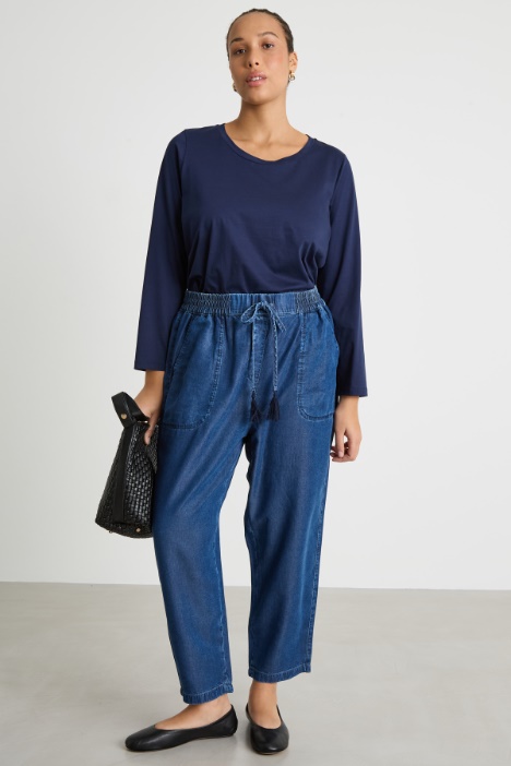 Asymmetric hem jersey T-shirt Intrend