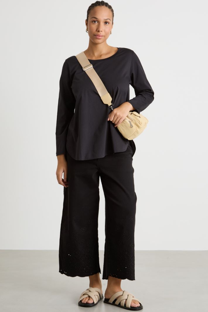 Asymmetric hem jersey T-shirt Intrend