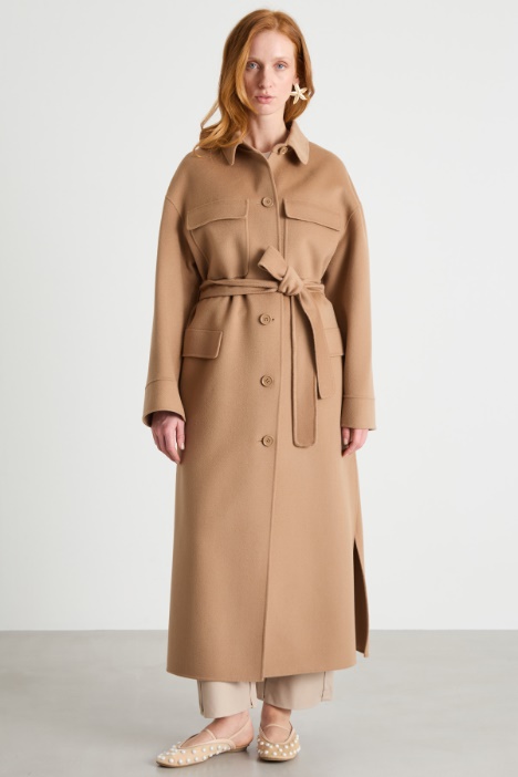 Cappotto a camicia in doppio drap