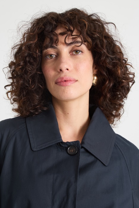 Trench monopetto in twill antigoccia