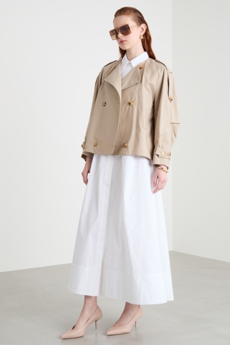 Collarless trench coat in water-repellent twill Intrend