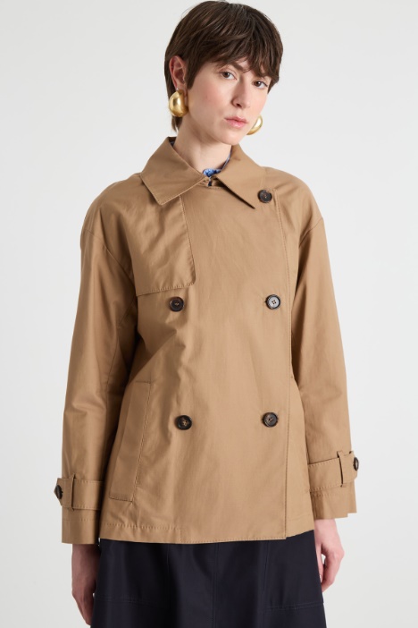 Trench corto in twill antigoccia