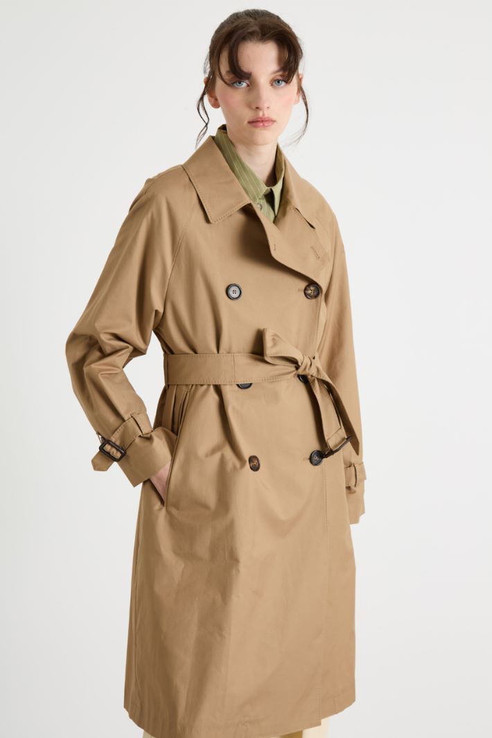 Showerproof Double-Breasted Midi Trench Coat in Twill Intrend - 2