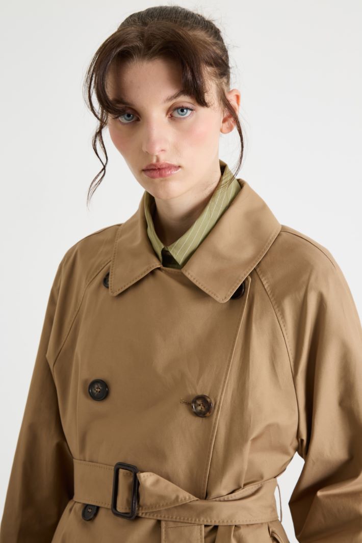 Showerproof Double-Breasted Midi Trench Coat in Twill Intrend - 3