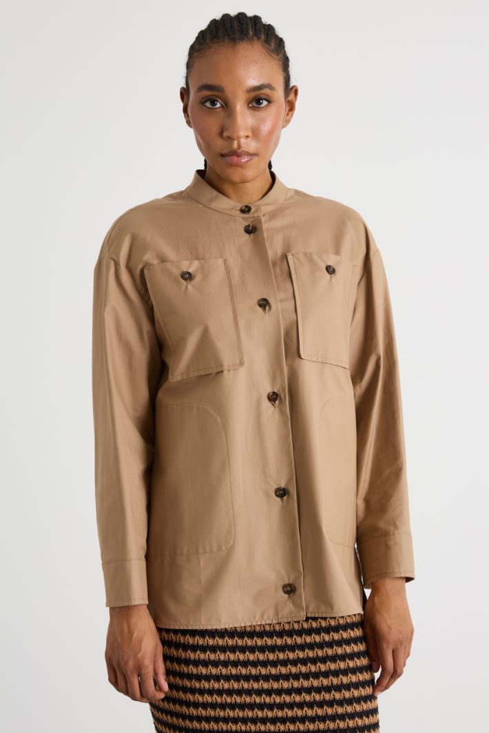 Giacca con colletto alla coreana in twill antigoccia Intrend - 2