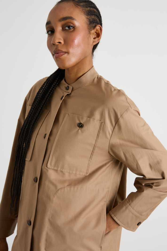 Giacca con colletto alla coreana in twill antigoccia Intrend - 3