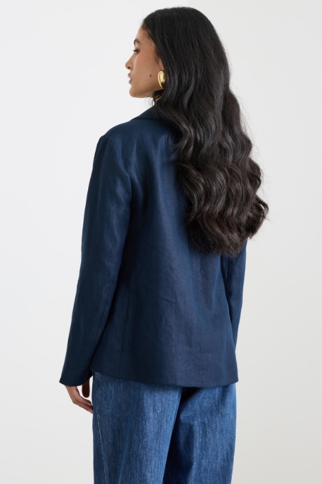 Chaqueta de botonadura sencilla en tejido con cuerpo