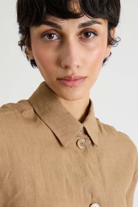 Camisa de tela de lino