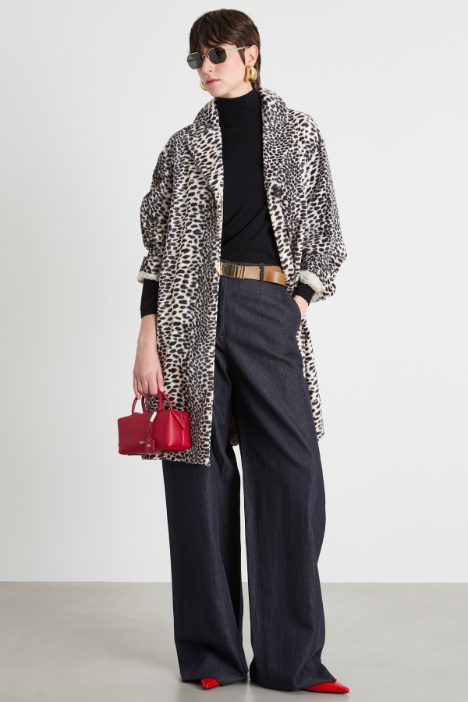 Animal print midi coat Intrend