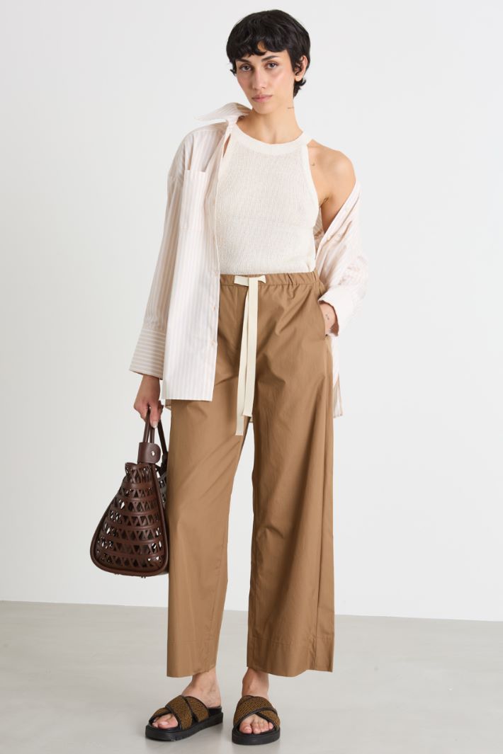 Drawstring poplin trousers Intrend