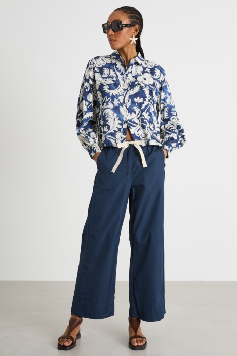Drawstring poplin trousers Intrend