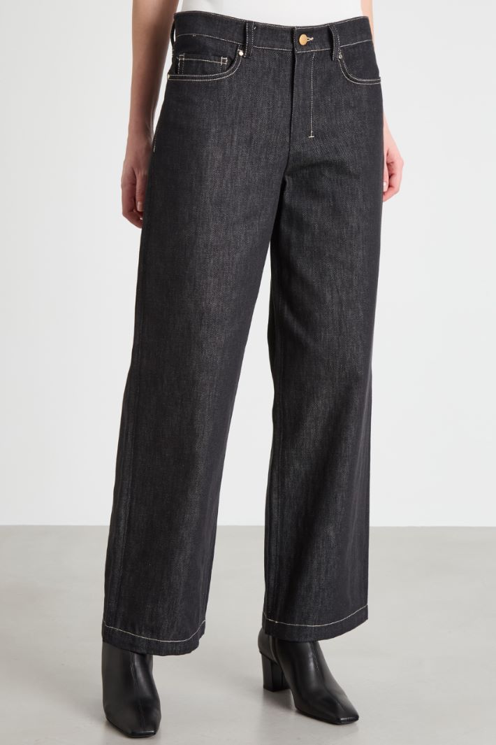 Straight-fit denim-effect trousers Intrend - 2