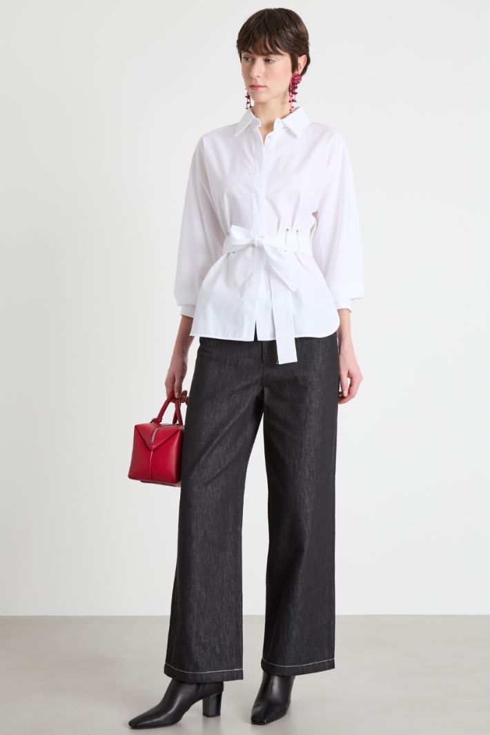 Straight-fit denim-effect trousers Intrend