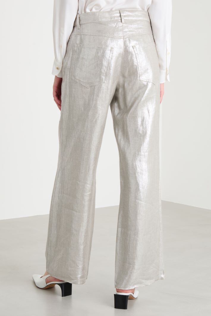 Laminated linen trousers Intrend - 4