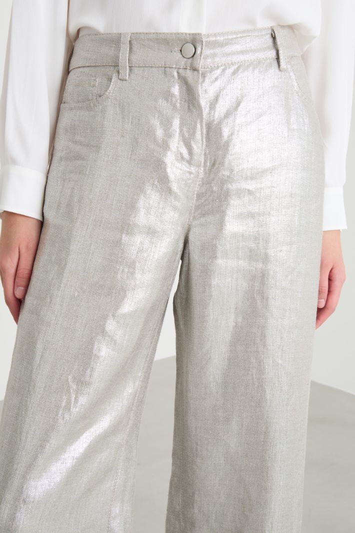 Laminated linen trousers Intrend - 3
