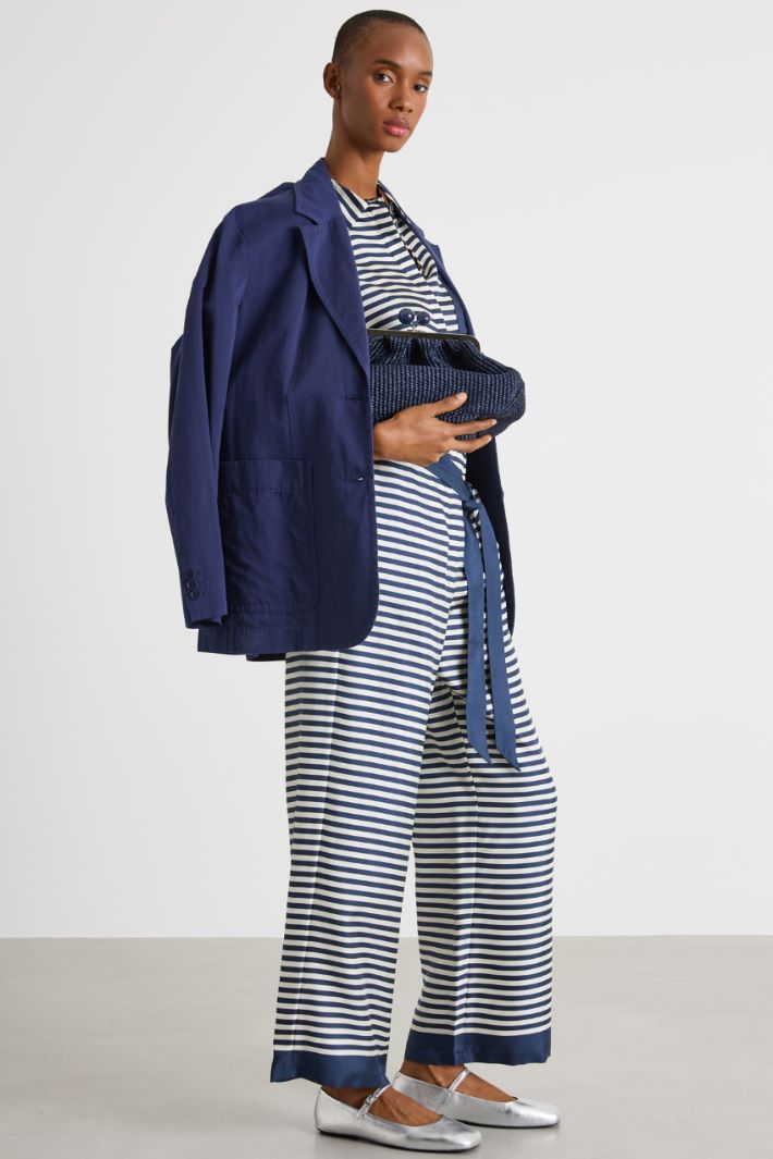 Belted printed twill trousers Intrend