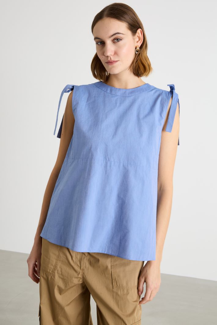 Sleeveless canvas top with ties Intrend - 2