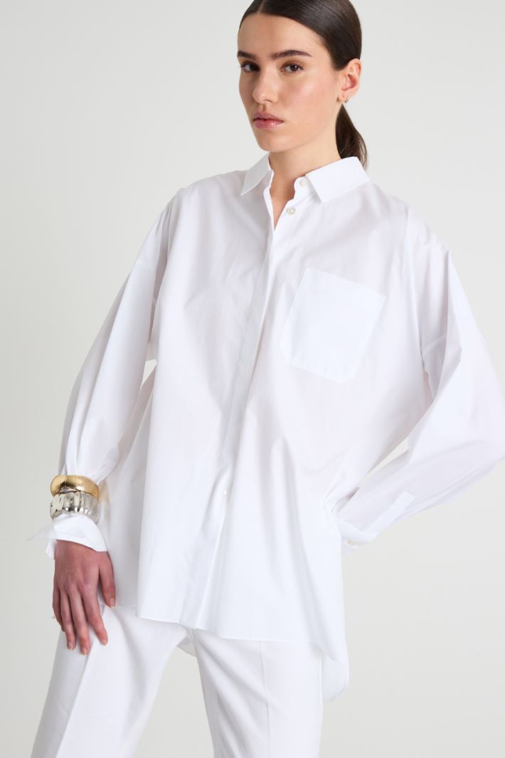 Oversized straight-fit poplin shirt Intrend - 2