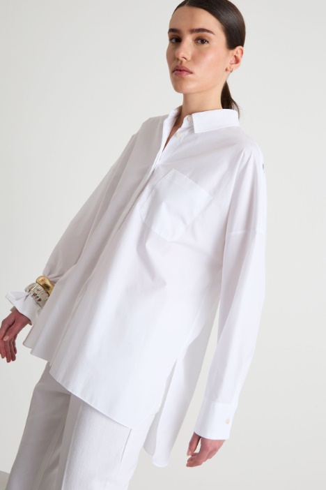 Camicia oversize dritta in popeline
