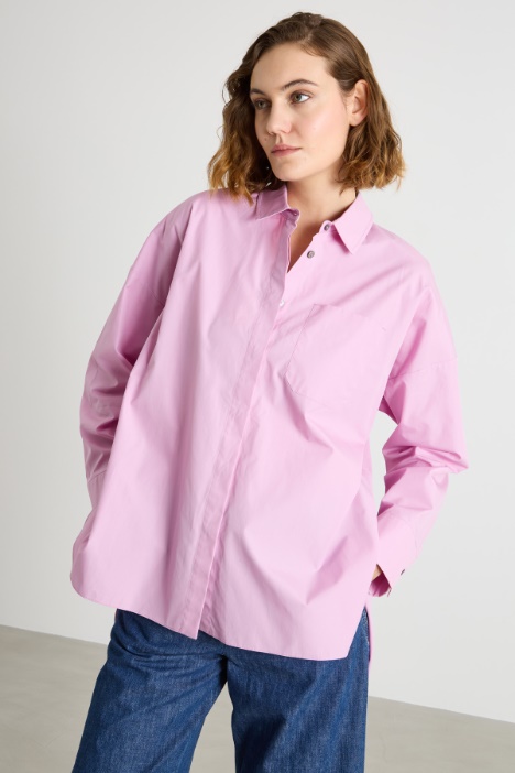 Oversized straight-fit poplin shirt Intrend