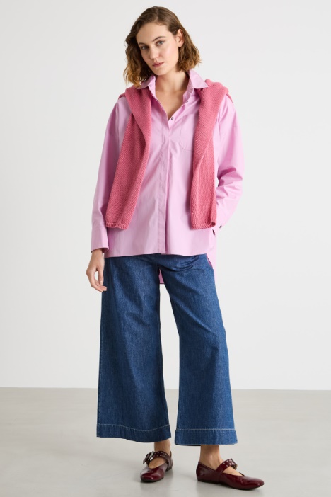 Camicia oversize dritta in popeline Intrend