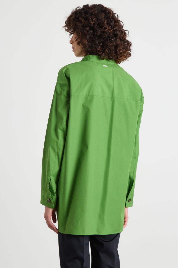 Oversized band-collar poplin shirt Intrend - 4