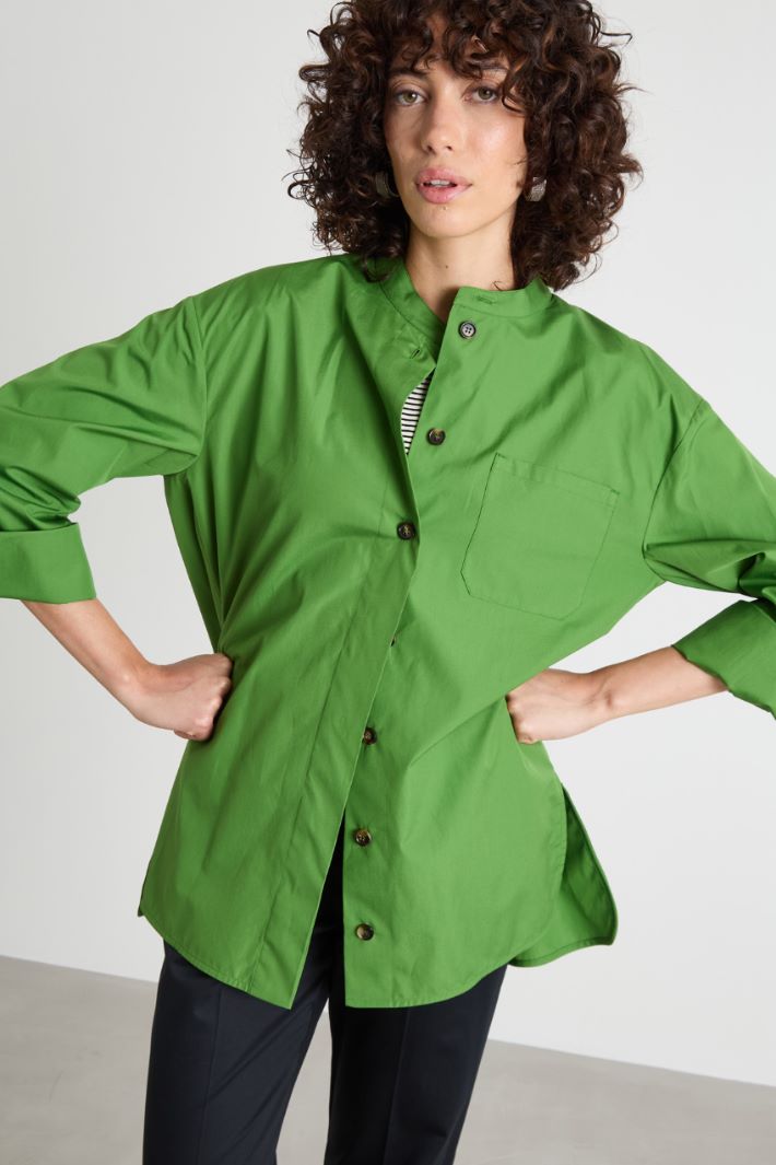 Oversized band-collar poplin shirt Intrend - 2