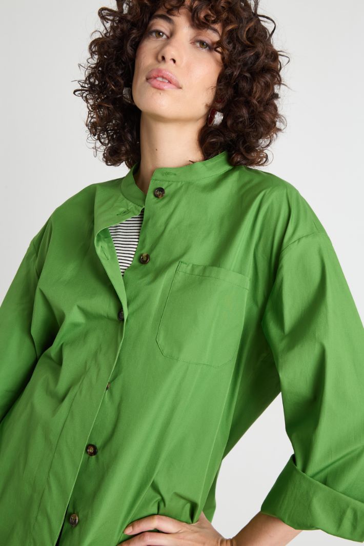 Oversized band-collar poplin shirt Intrend - 3