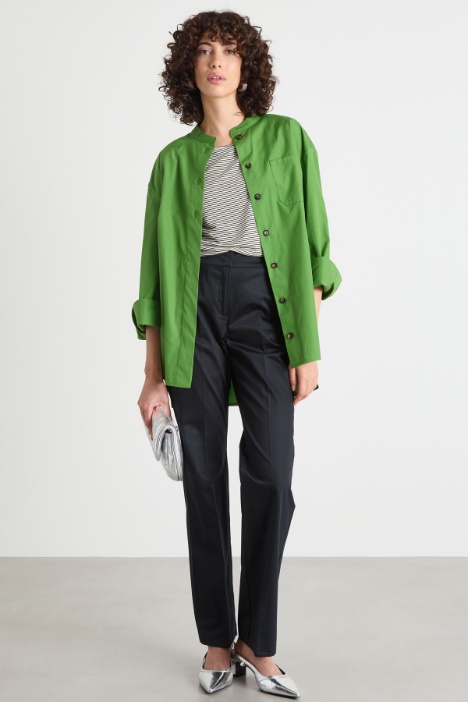 Oversized band-collar poplin shirt Intrend