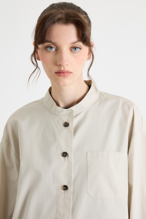 Camisa oversize de popelina con cuello mao