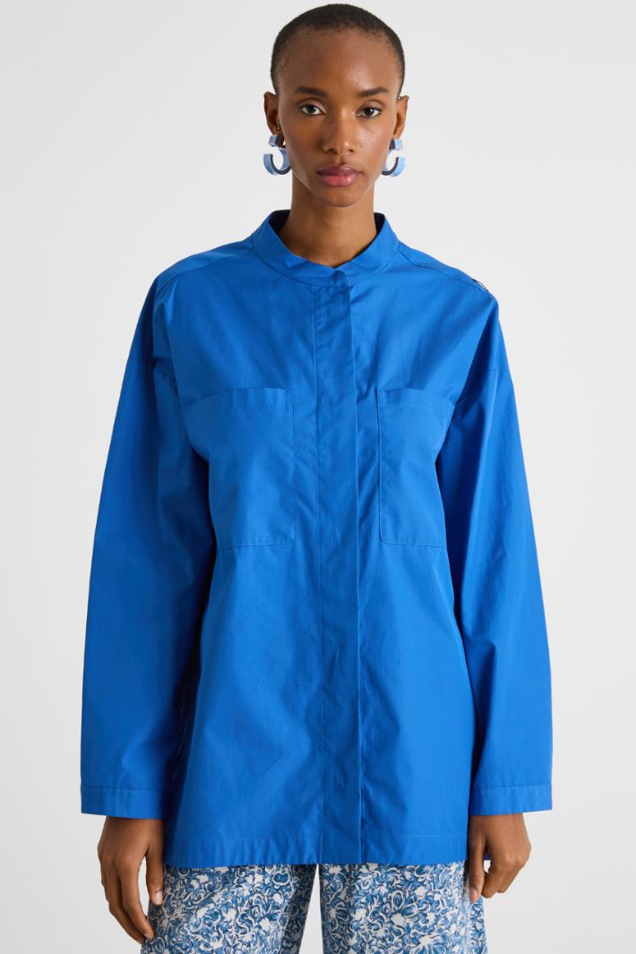 Long cotton poplin shirt Intrend - 4