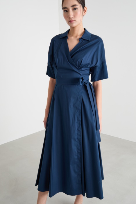 Vestido cruzado de popelina elástica