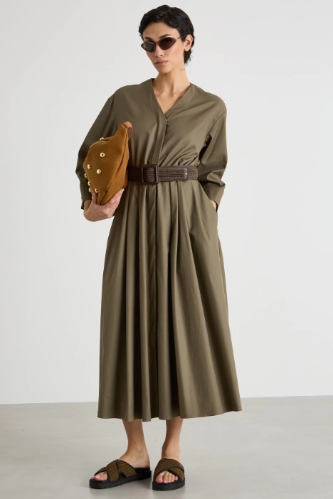 Pleated midi shirt dress - Intrend