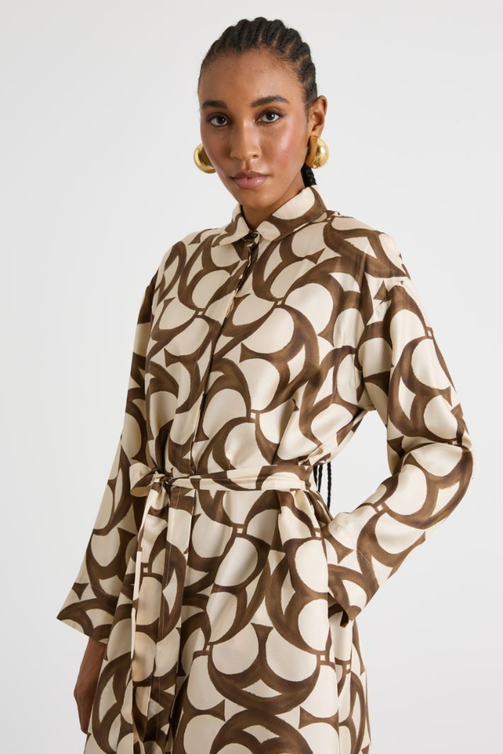 Printed silk shirt dress Intrend - 3