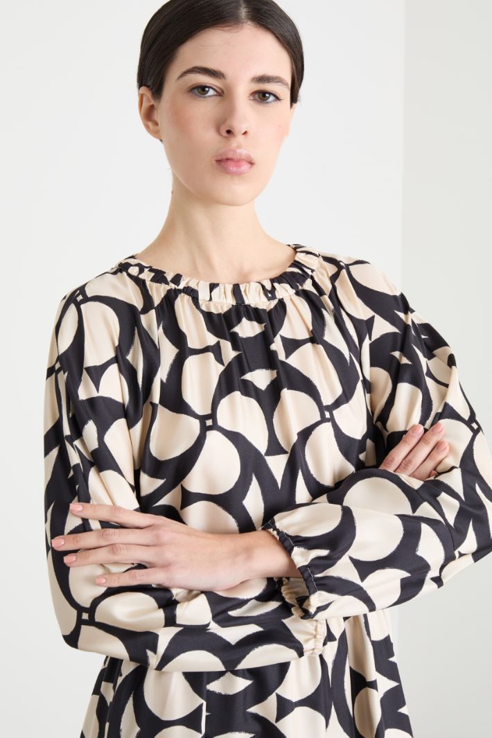 Printed Silk Flared Dress Intrend - 3