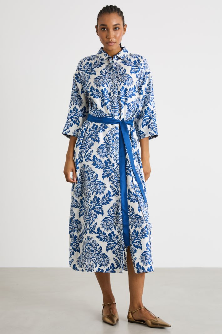 Long shirt dress in printed silk Intrend - 2