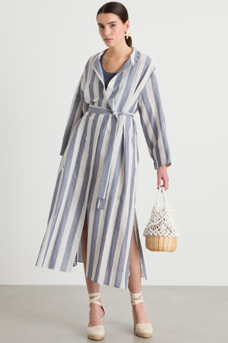 Abito chemisier in tela con colletto alla coreana Intrend