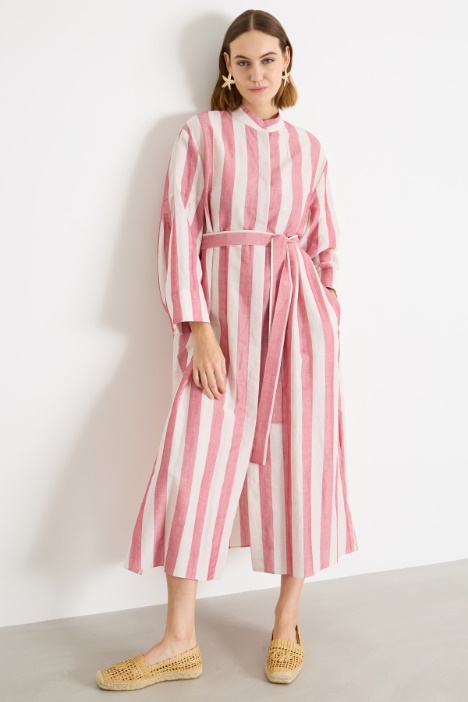 Mandarin collar canvas shirt dress Intrend