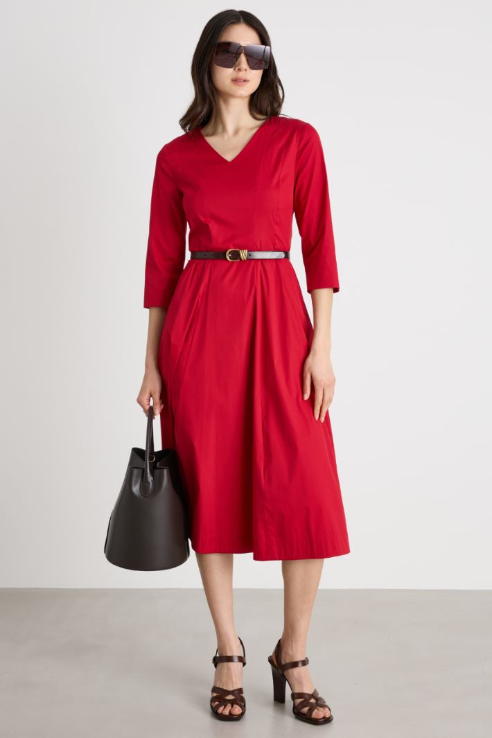 Stretch-Poplin Fit-and-Flare Dress Intrend