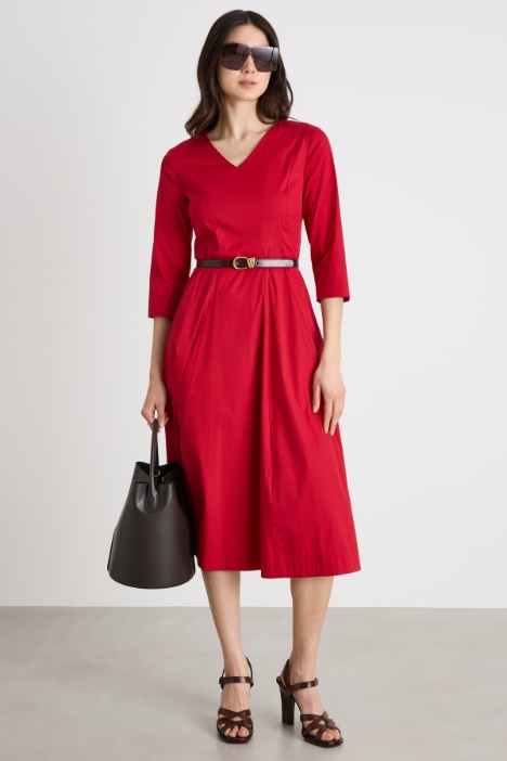 Stretch-Poplin Fit-and-Flare Dress Intrend