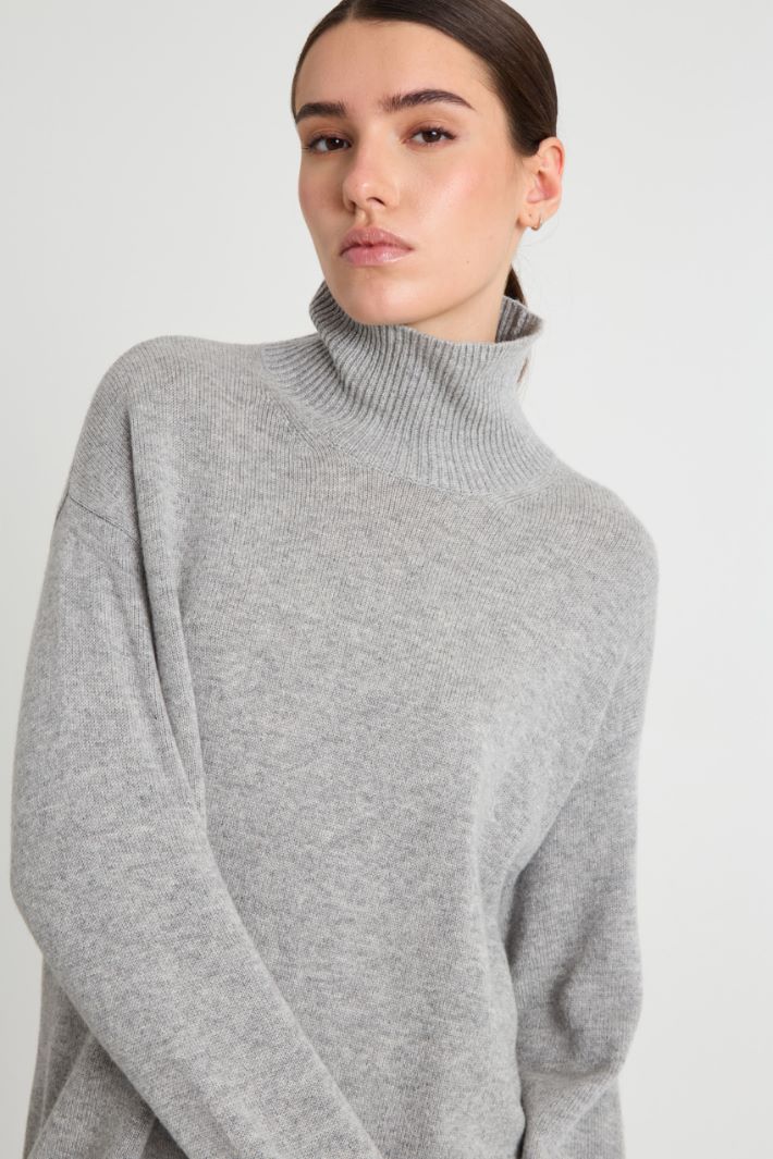 Roll Neck Knit Dress Intrend - 3