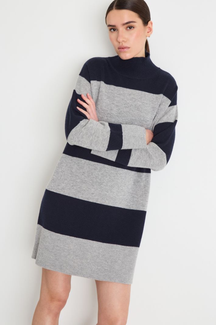 Roll Neck Knit Dress Intrend - 2