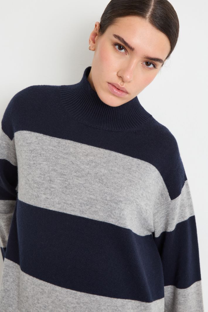 Roll Neck Knit Dress Intrend - 3