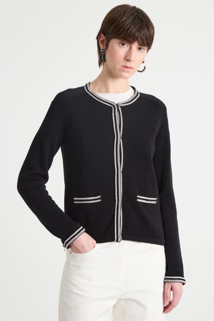 Contrast-trim cardigan Intrend - 2