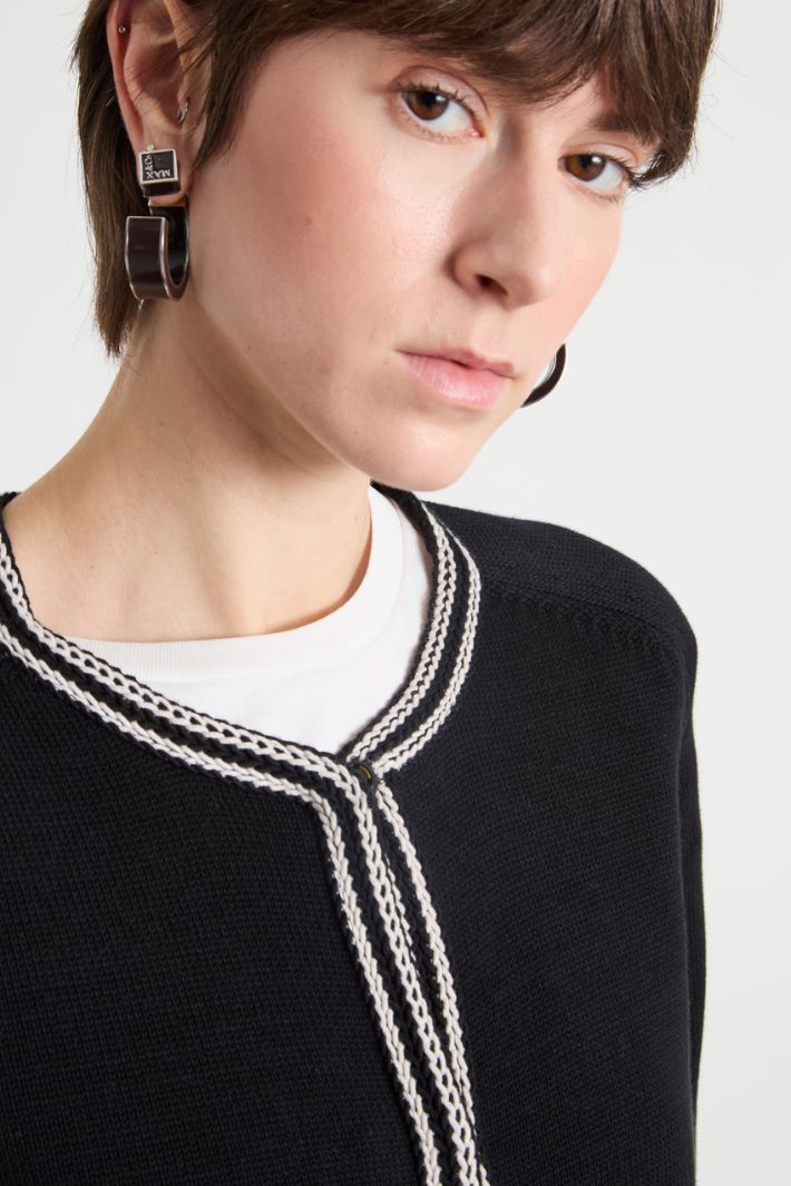 Contrast-trim cardigan Intrend - 3